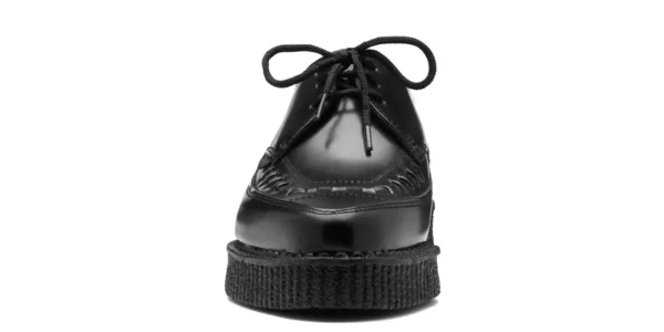 barfly lace creeper from underground in black leather on a single sole made in UK