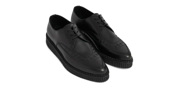 black leather single sole barfly lace creeper by underground made in UK