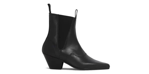 Beatle Boot black leather with elasticated straps underground Fred Banshee winklepicker ankle boot with a cuban heel