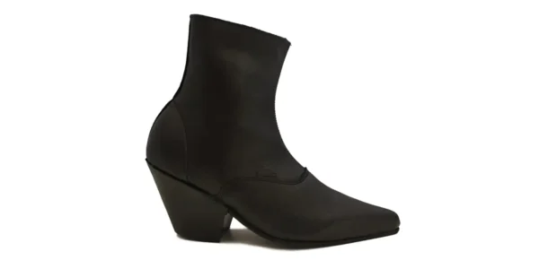 Zip Beatle Boot black leather with a side zip and a cuban heel underground Marlon winklepicker ankle boot