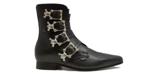 SKULL BUCKLE WINKLEPICKER black leather with four skull style buckles underground winklepicker Peck shoe