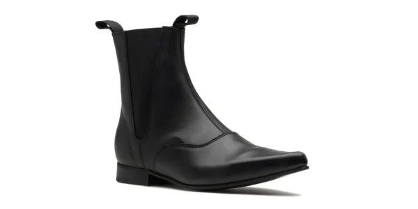 underground Banshee winklepicker ankle boot black leather with elasticated straps