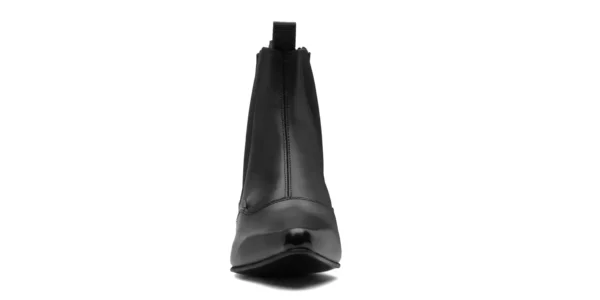 Banshee winklepicker ankle boot from underground in black leather with elasticated straps