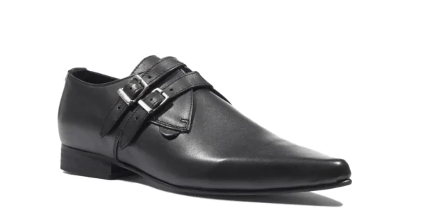 underground Howard winklepicker shoe black leather with two buckles