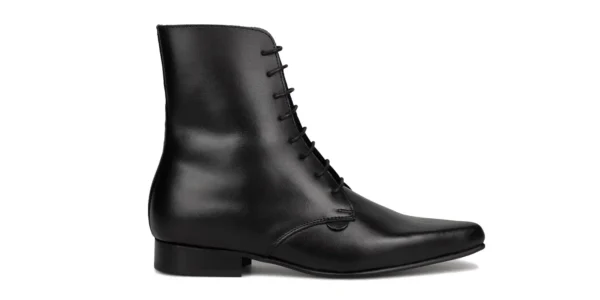 LACE UP PIKE BOOTS black leather underground Banshee winklepicker lace up over the ankle boot