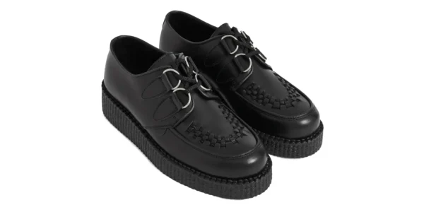 black leather single sole wulfrun creeper by underground