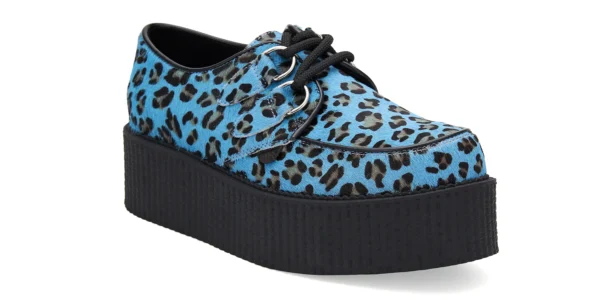 underground wulfrun creeper blue leopard print double sole