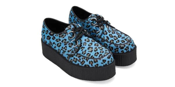 blue leopard print double sole wulfrun creeper by underground