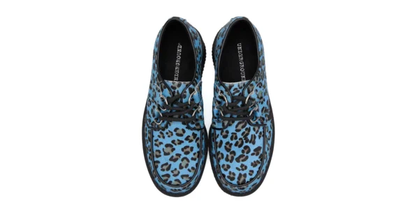 underground shoes wulfrun creeper in blue leopard print