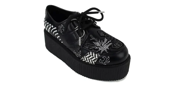 underground wulfrun creeper shoe black leather with a Dragon motiff design double sole