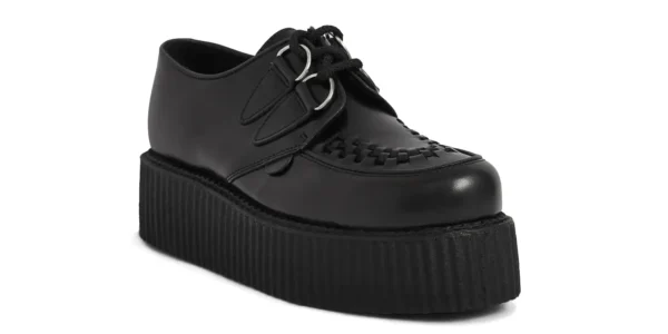 underground wulfrun creeper black leather double sole