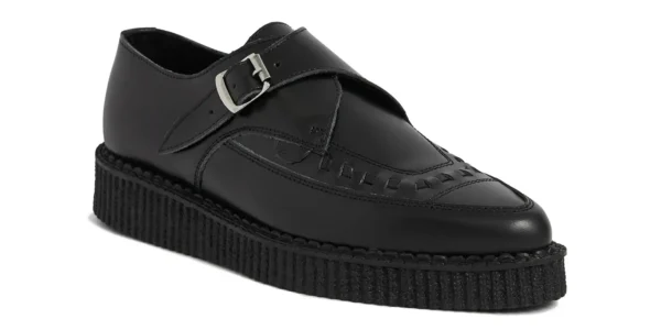 underground apollo buckle creeper black leather single sole