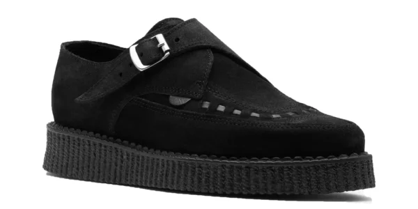 underground apollo buckle creeper black suede single sole