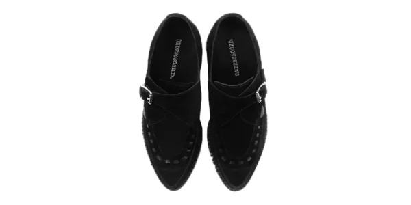 underground shoes apollo buckle creeper in black suede