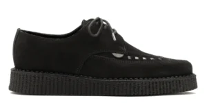 Black Suede Tie Creeper single sole black suede underground barfly lace creeper