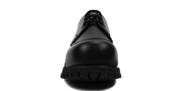 tracker steel toe cap shoe from underground in black leather on a single sole