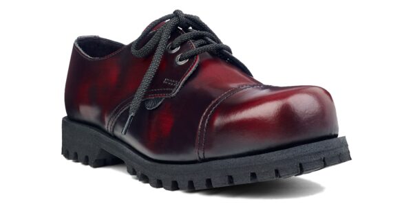 underground tracker steel toe cap shoe burgundy rub off leather single sole