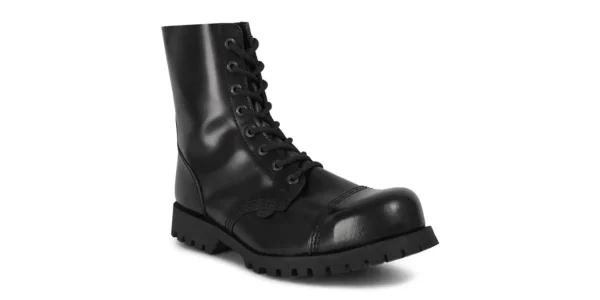 underground stormer 8 eyelet steel toe cap boot black leather single sole