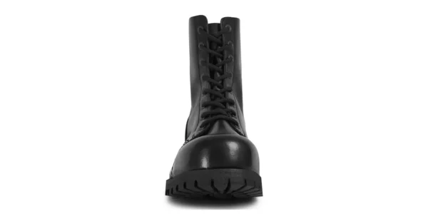 stormer 8 eyelet steel toe cap boot from underground in black leather on a single sole