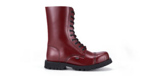 CHERRY RED LEATHER 10 EYELET BOOTS  ORIGINAL STEEL CAP  COMMANDO