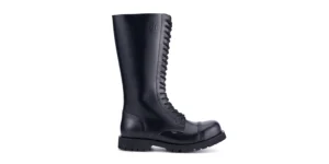 20 EYELET STEEL TOE -ORIGINAL GRIPPER - BOOT - BLACK LEATHER single sole black leather underground gripper 20 eyelet steel toe cap boot