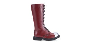 single sole cherry red leather boots the underground gripper 20 eyelet steel toe cap boot