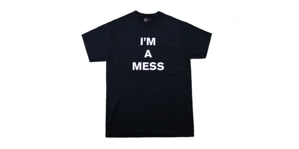 underground halfmoon collection -black t shirt with i'm a mess print motif