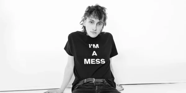 black t shirt with i'm a mess print motif by underground halfmoon collection