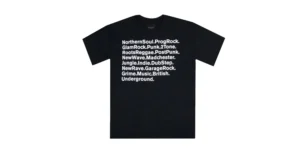 underground halfmoon collection -black t shirt with british music genres