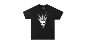 underground halfmoon collection -black t shirt with spike punk hairstyle