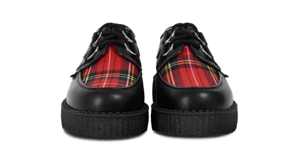 underground wulfrun creeper black leather with a stewart tartan front apron single sole made in uk