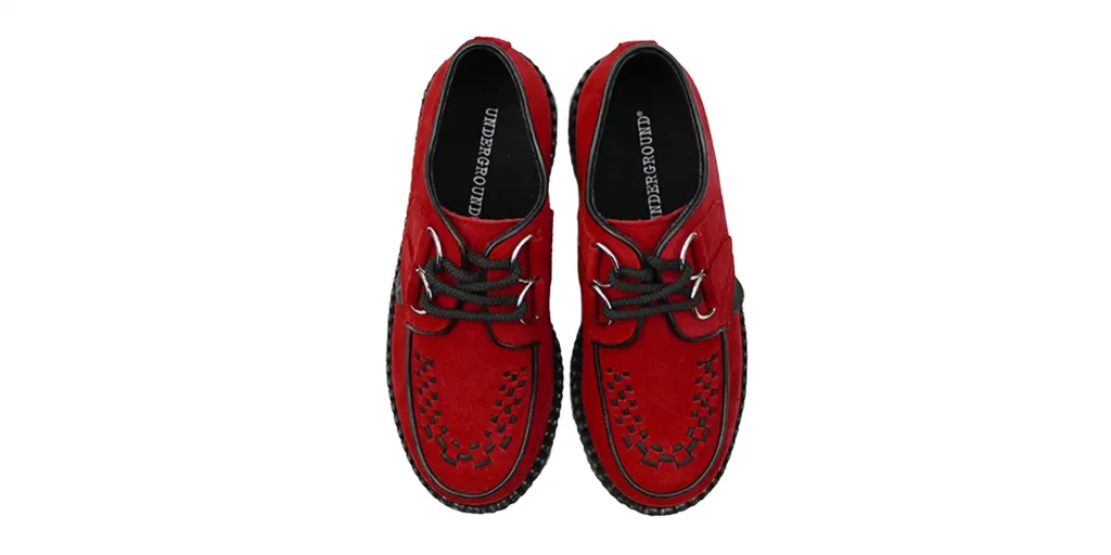 underground shoes wulfrun creeper in red suede made in uk