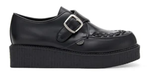 Buckle Brothel Creeper single sole black leather underground king tut buckle creeper