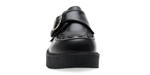 king tut buckle creeper from underground in black leather on a single sole