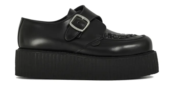 BUCKLE CREEPER SHOES double sole black leather underground king tut buckle creeper