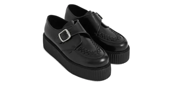 black leather double sole king tut buckle creeper by underground