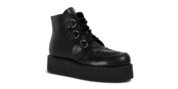 underground wulfrun high ankle creeper boot black leather double sole