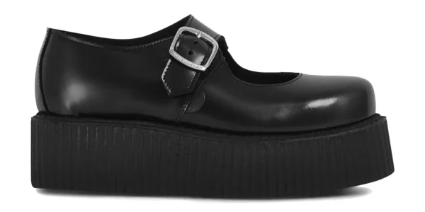 Mary Jane Creeper double sole black leather underground mary jane buckle creeper shoe