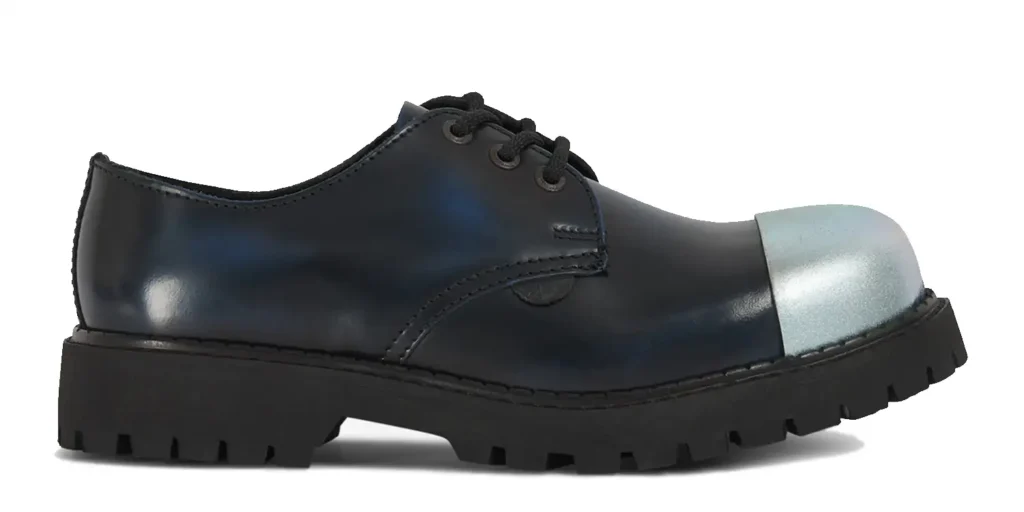 Navy Steel Toe Shoe single sole navy rub off leather with an external steel toe cap underground tracker steel toe cap shoe