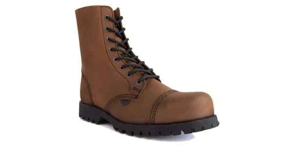 underground stormer 8 eyelet steel toe cap shoe tan aztec leather single sole
