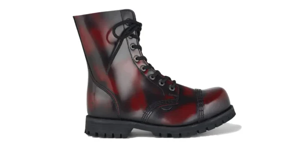 Steel Toe Cap Boots single sole burgundy rub off leather underground stormer 8 eyelet steel toe cap shoe