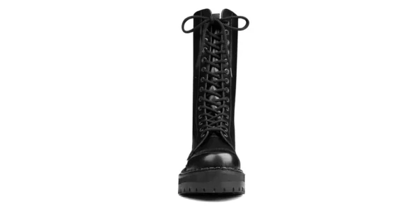 ranger 14 eyelet steel toe cap boot from underground in black leather on a double sole