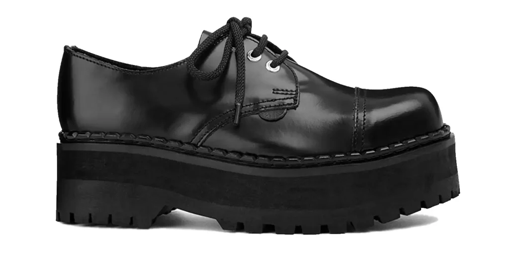 PLATFORM STEEL TOE SHOE triple sole black leather underground tracker steel toe cap shoe