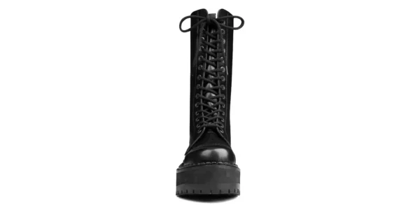 ranger 14 eyelet steel toe cap boot from underground in black leather on a triple sole