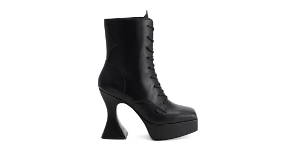 GOTH HEELS Black leather plartform lace boot with Gothic inspired heel underground original otranto platfrom