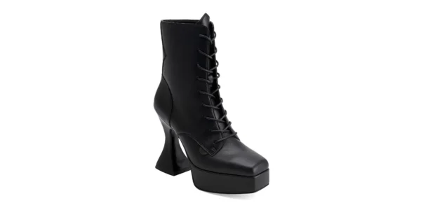 underground original otranto platfrom black leather plartform boot with Gothic inspired heel and shoelace