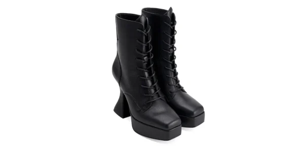 Gothic inspired shoelace Platform boot in black leather otranto platform by underground