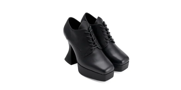 Gothic inspired shoelace Platform shoe in black leather otranto platform by underground