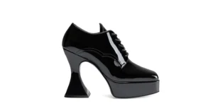 Goth Shoes Black patent leather Plartform lace shoe with Gothic inspired heel underground original otranto platfrom