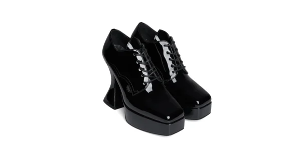 Gothic inspired Platform lace shoe in black patent leather otranto platform by underground